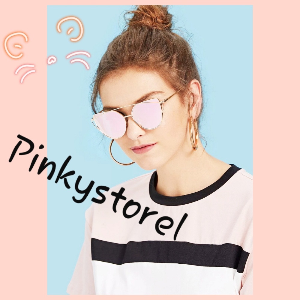 🍑Rose Peach Mirror Cat Eye Sunglasses🍑 - Picture 4 of 7